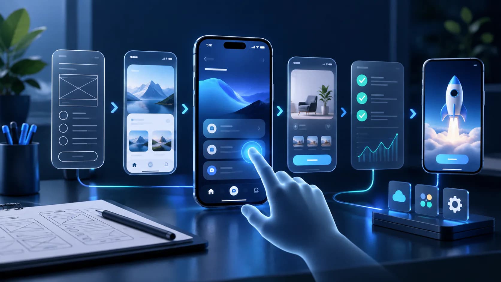 mobile app interface, product workflow, and release dashboard for ui/ux design