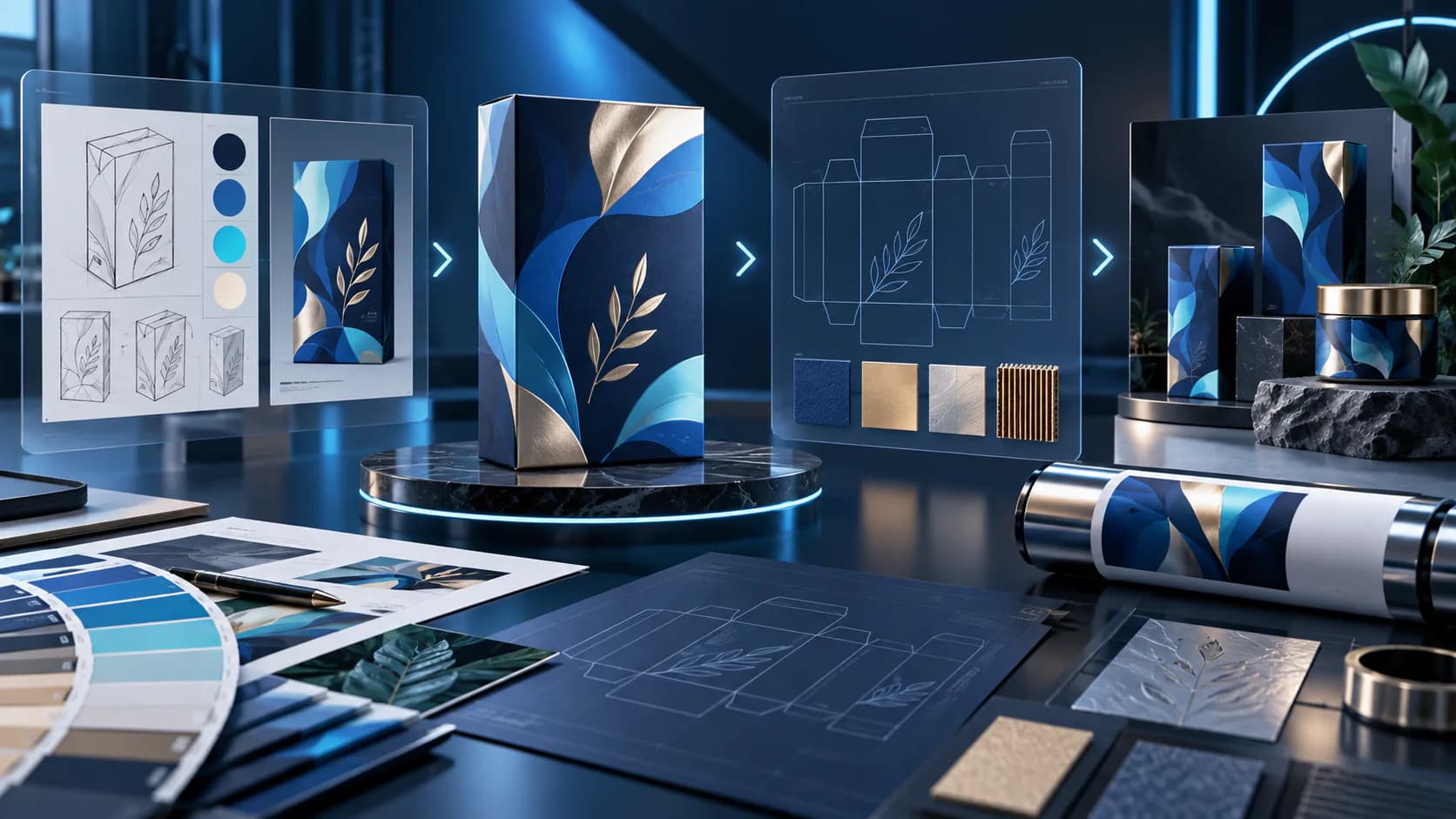 graphic design and visual brand asset workspace for packaging design