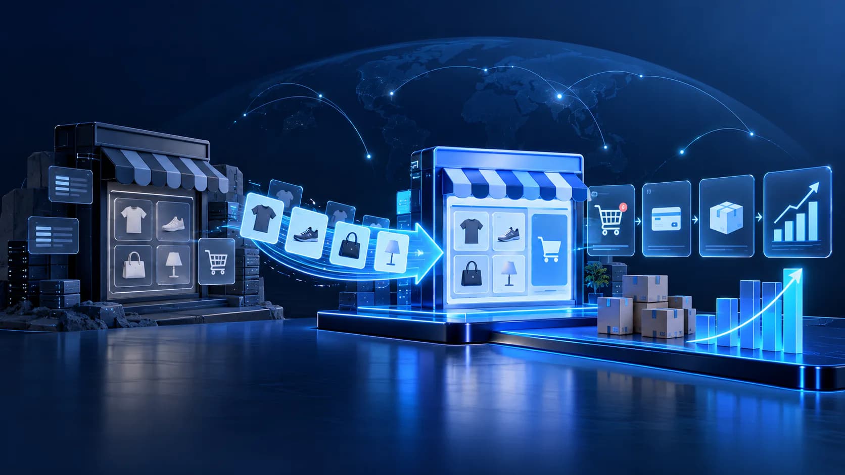 Ecommerce migration checklist with products, customers, orders, URLs, and analytics