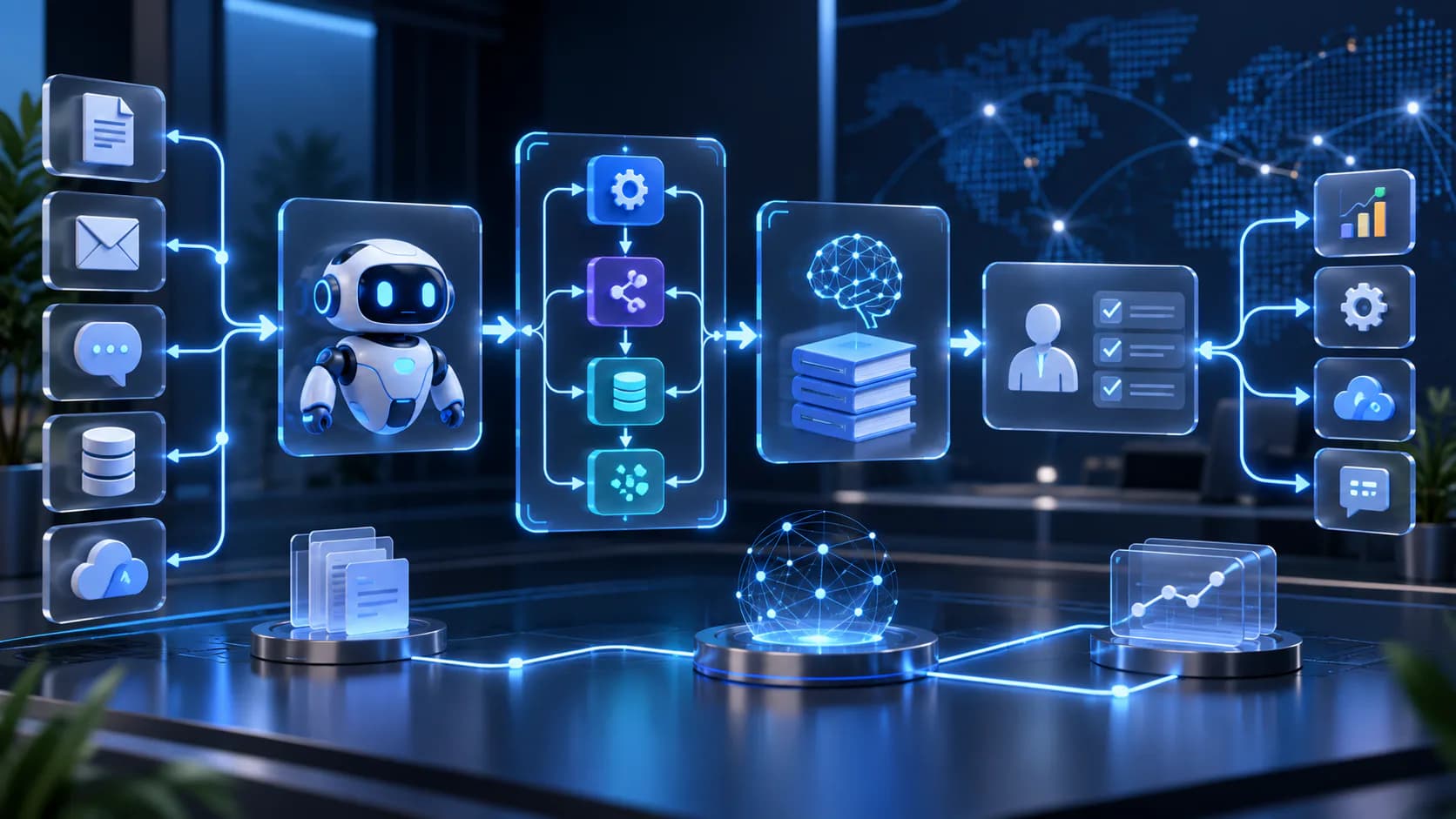 AI automation, agent, and connected workflow system for workflow automation