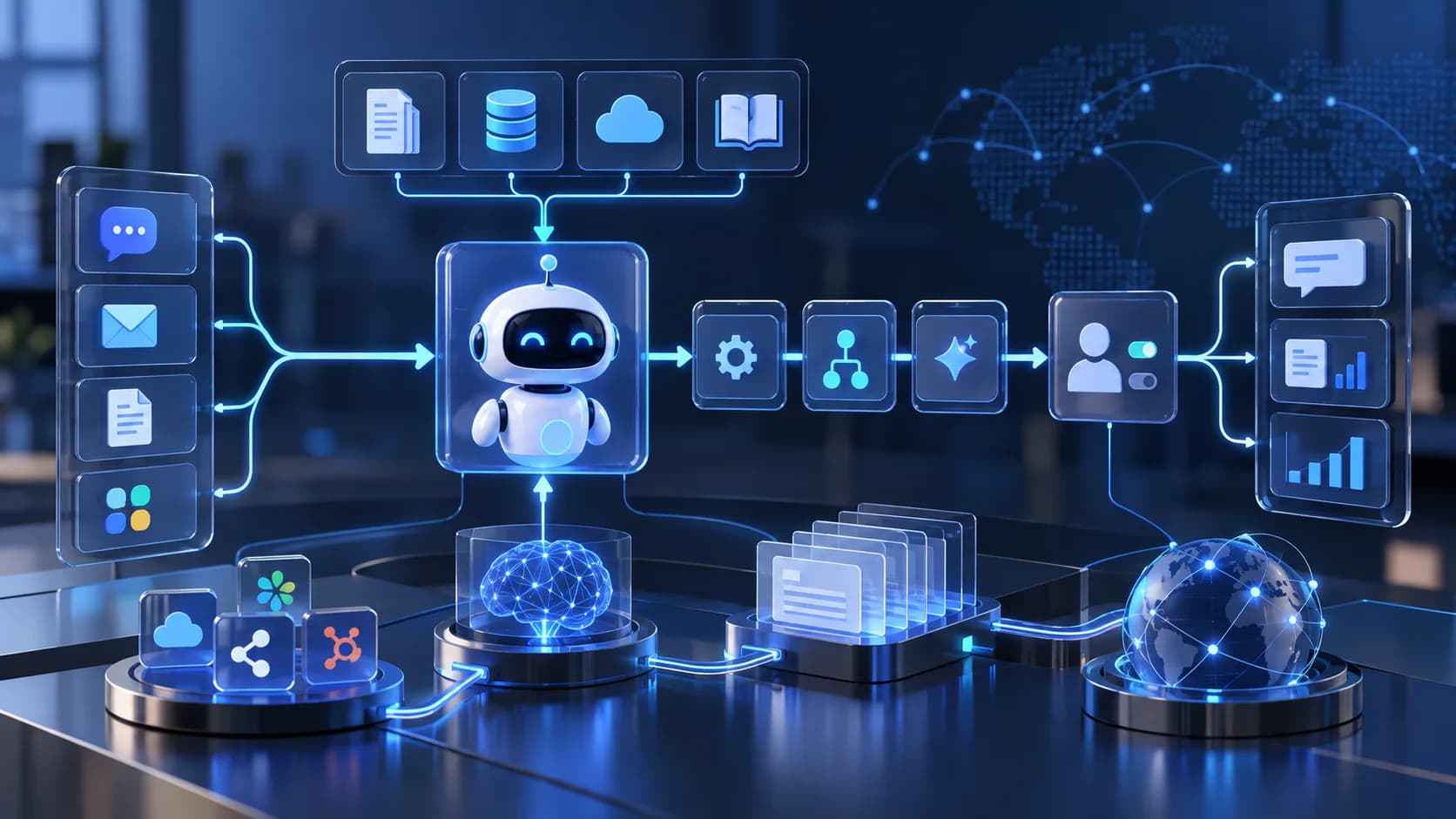 AI automation, agent, and connected workflow system for ai chatbots