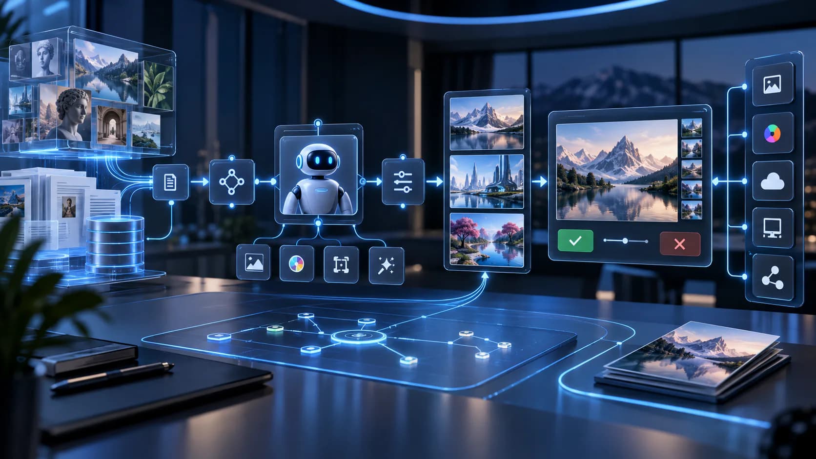 AI automation, agent, and connected workflow system for ai image generation