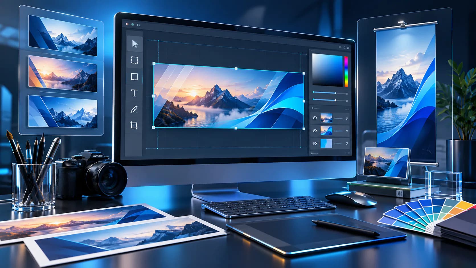 graphic design and visual brand asset workspace for banner design