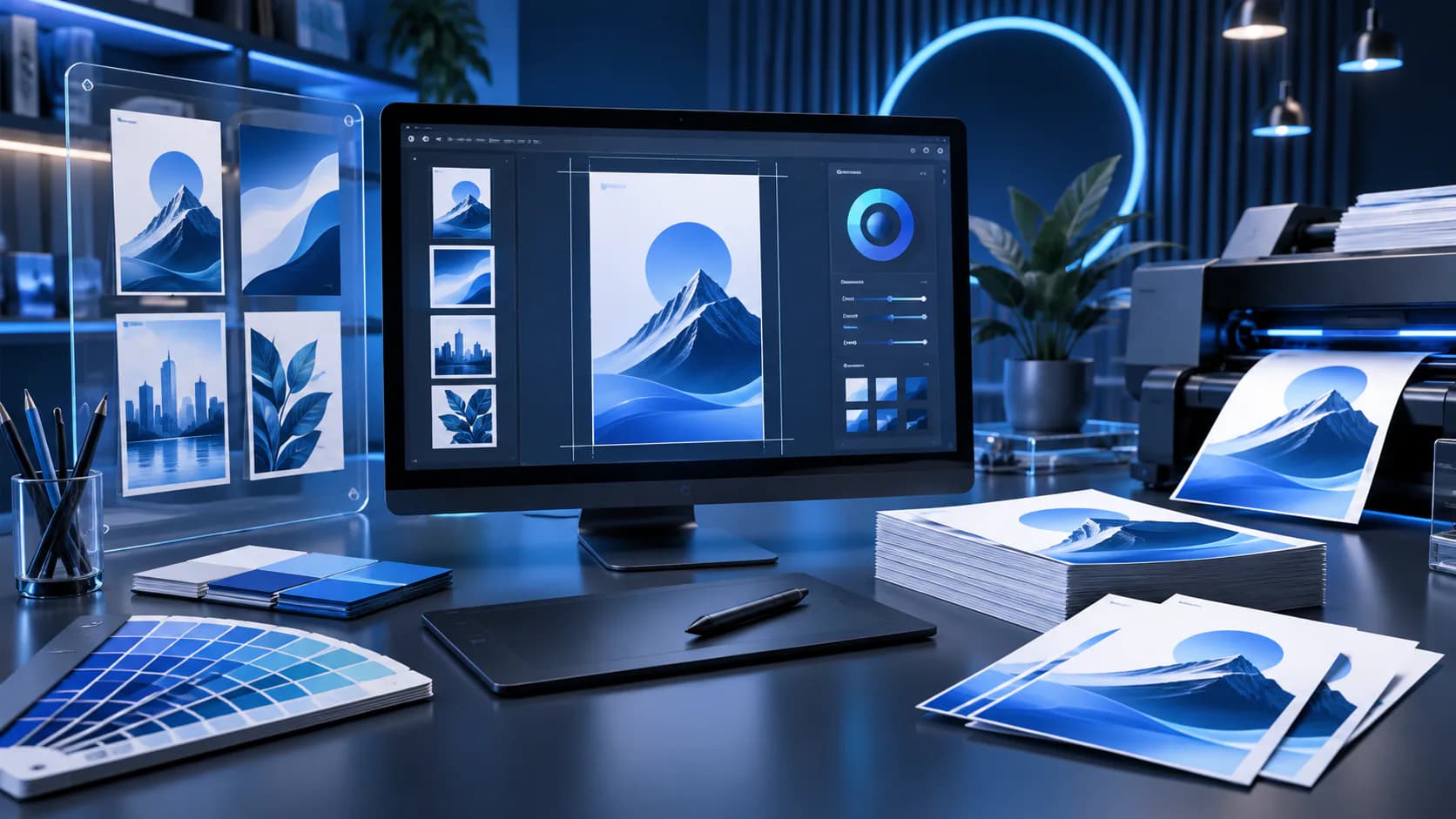 graphic design and visual brand asset workspace for flyers