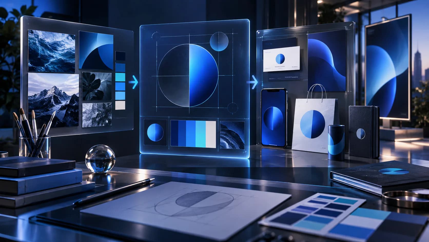 graphic design and visual brand asset workspace for brand identity