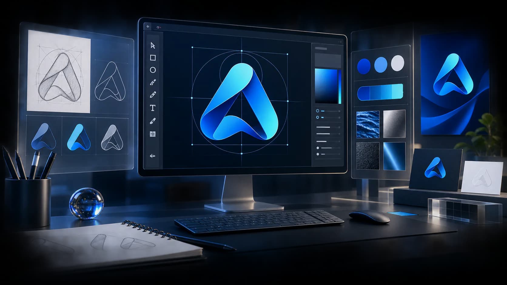 graphic design and visual brand asset workspace for logo design