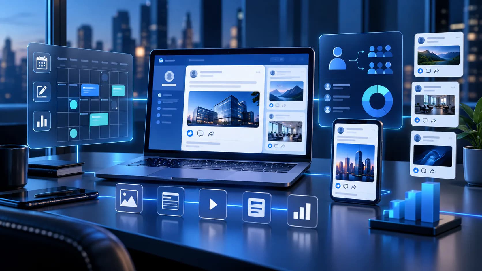 social media content, campaign, and engagement dashboard for linkedin marketing