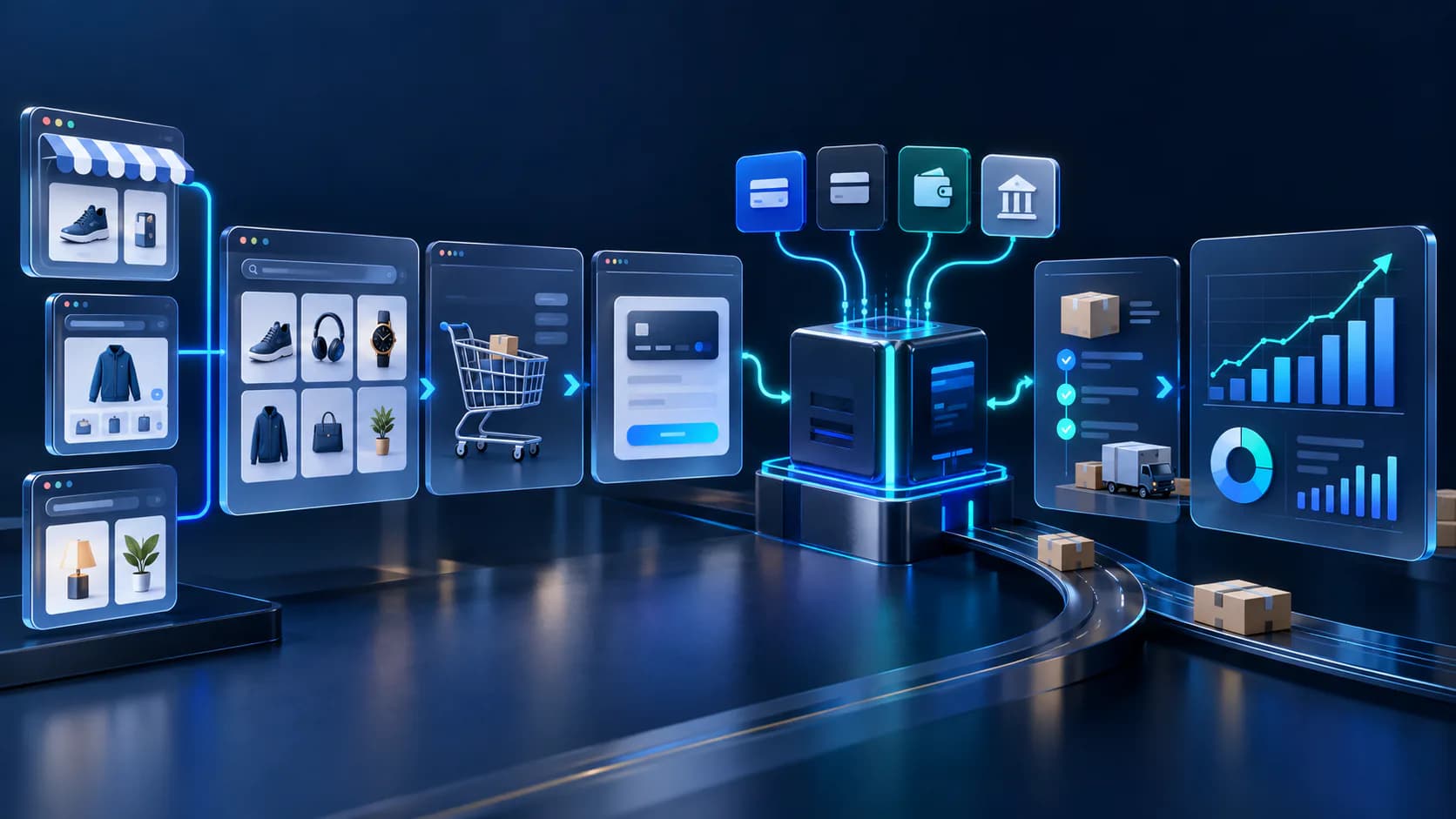 Payment gateway checkout workflow with transaction and order status checks