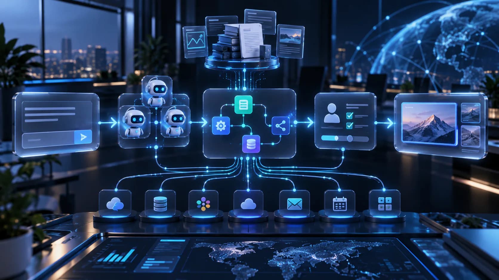 AI automation, agent, and connected workflow system for prompt engineering