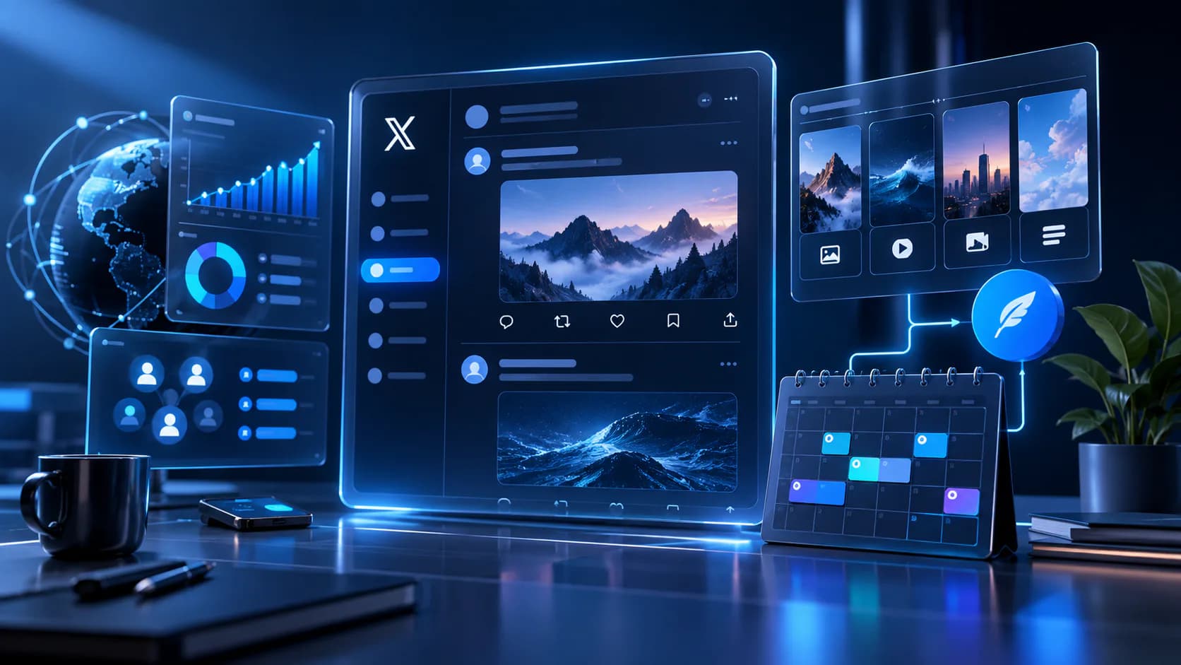 social media content, campaign, and engagement dashboard for x (twitter) marketing