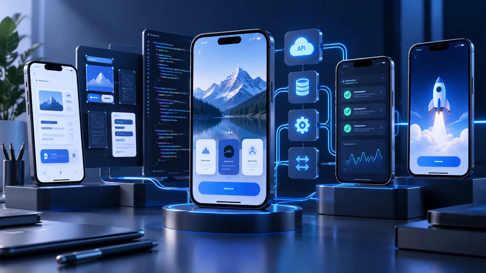 Modern mobile product and learning application interface